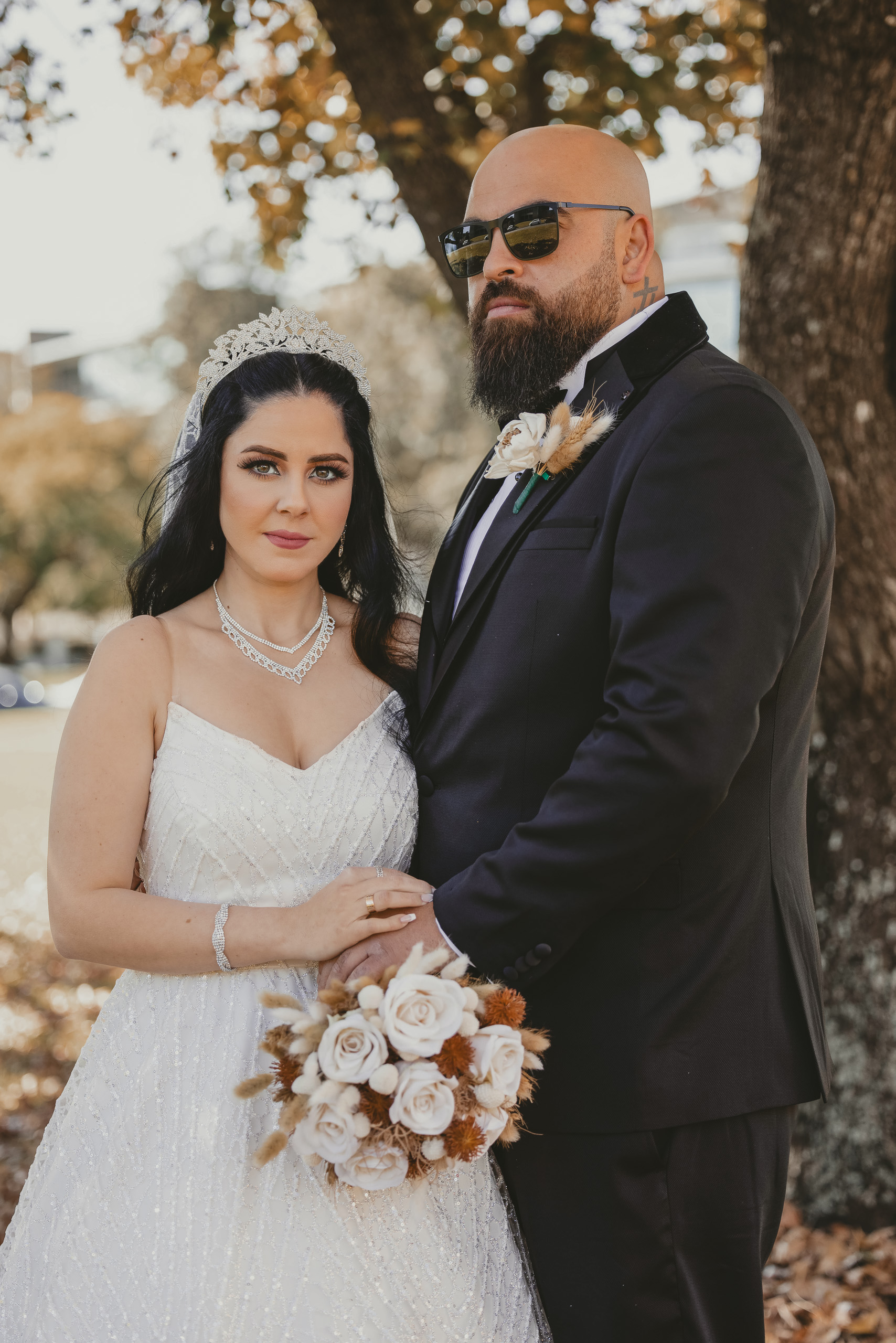 After edit image of a bride and groom outside