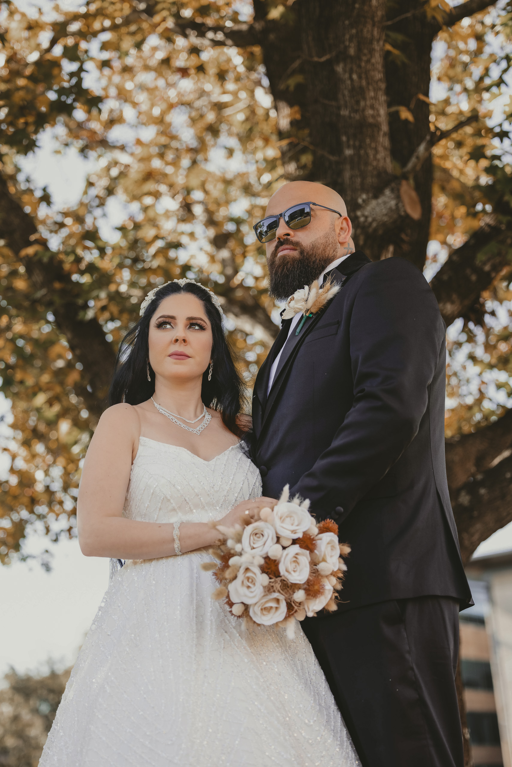 After edit image of a bride and groom outside